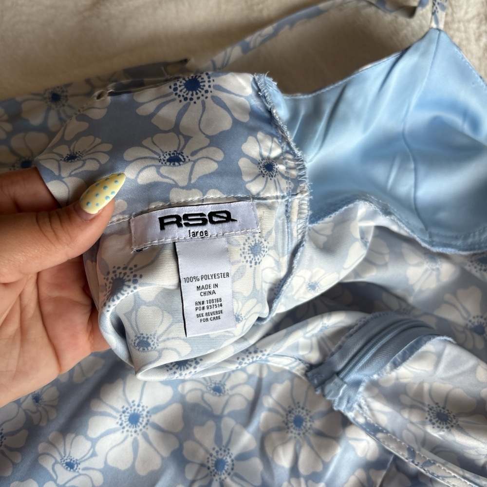RSQ Light Blue and White Floral Top